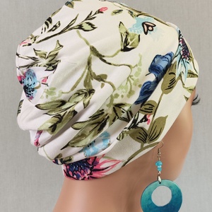 Sapka - Kemoterápiás sapka - búzavirágos mintával - paróka helyett - daganatos kezelések idejére is - ruha & divat - sál, sapka, kendő - kendő - Meska.hu