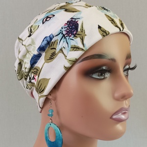 Sapka - Kemoterápiás sapka - búzavirágos mintával - paróka helyett - daganatos kezelések idejére is - ruha & divat - sál, sapka, kendő - kendő - Meska.hu