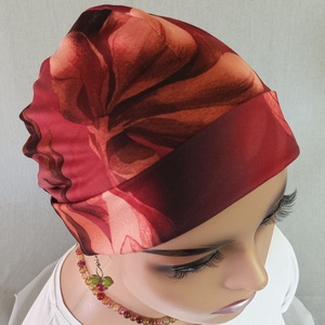 Sapka - Kemoterápiás sapka - magnóliavirágos - paróka helyett - daganatos kezelések idejére is - ruha & divat - sál, sapka, kendő - kendő - Meska.hu