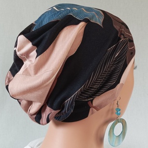 Sapka - Kemoterápiás sapka - filodendronos-mintás - paróka helyett - daganatos kezelések idejére is - ruha & divat - sál, sapka, kendő - kendő - Meska.hu