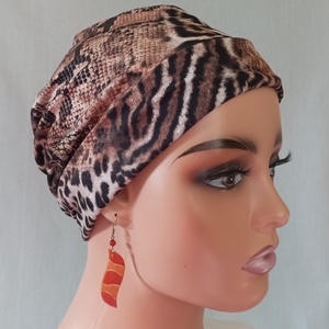 Sapka - Kemoterápiás sapka - kígyóbőr mintás - daganatos kezelések idejére is - ruha & divat - sál, sapka, kendő - kendő - Meska.hu