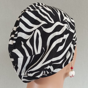 Sapka - Kemoterápiás sapka - zebramintás - paróka helyett - daganatos kezelések idejére is - ruha & divat - sál, sapka, kendő - kendő - Meska.hu
