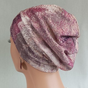 Sapka - Kemoterápiás sapka - bézs-bordó mintás -, daganatos kezelések idejére, Ruha & Divat, Sál, Sapka, Kendő, Kendő, Varrás, MESKA
