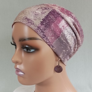 Sapka - Kemoterápiás sapka - bézs-bordó mintás -, daganatos kezelések idejére - ruha & divat - sál, sapka, kendő - kendő - Meska.hu