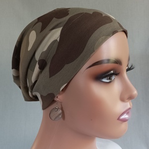 Sapka - Kemoterápiás sapka - világos terepmintás - daganatos kezelések idejére is - ruha & divat - sál, sapka, kendő - kendő - Meska.hu