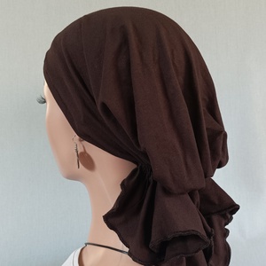 Kendő - Kemoterápiás fejkendő -, sötétbarna - paróka helyett -, daganatos betegség idejére is - ruha & divat - sál, sapka, kendő - kendő - Meska.hu