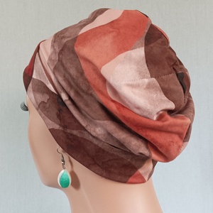 Sapka - Kemoterápiás sapka -, rozsdavörös-barna mintás - paróka helyett -, daganatos kezelések idejére is - Meska.hu