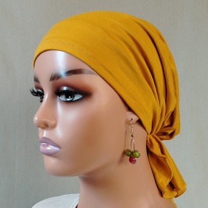 Kendő - kemoterápiás kendő -aranysárga pamut fejkendő - paróka helyett daganatos betegeknek is - ruha & divat - sál, sapka, kendő - kendő - Meska.hu