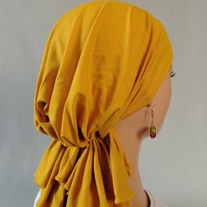 Kendő - kemoterápiás kendő -aranysárga pamut fejkendő - paróka helyett daganatos betegeknek is - ruha & divat - sál, sapka, kendő - kendő - Meska.hu