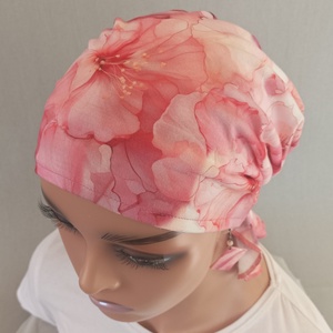 Kendő - Kemoterápiás kendő - rózsaszín-hibiszkuszvirág mintás kendő - paróka helyett - daganatos kezelések idejére is - ruha & divat - sál, sapka, kendő - kendő - Meska.hu