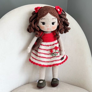 Amigurumi Piros baba - játék & sport - baba & babaház - öltöztethető baba - Meska.hu