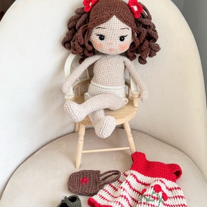 Amigurumi Piros baba - játék & sport - baba & babaház - öltöztethető baba - Meska.hu