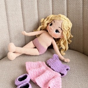 Amigurumi Bíborka baba - játék & sport - baba & babaház - öltöztethető baba - Meska.hu