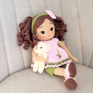Amigurumi Dóra baba - játék & sport - baba & babaház - öltöztethető baba - Meska.hu