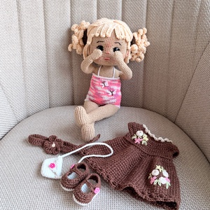 Amigurumi Léna baba - játék & sport - baba & babaház - öltöztethető baba - Meska.hu