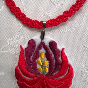 Kalocsai piros virág, Ékszer, Nyaklánc, Medál, , MESKA