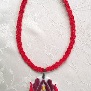 Kalocsai piros virág - ékszer - nyaklánc - medál - Meska.hu