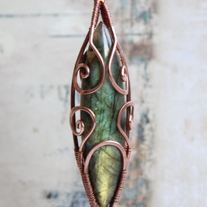 Talizmán - vörösréz medál labradorittal - ékszer - nyaklánc - medál - Meska.hu