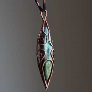 Talizmán - vörösréz medál labradorittal - ékszer - nyaklánc - medál - Meska.hu