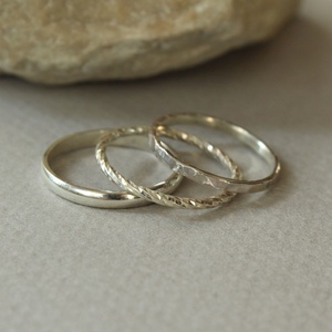 Minták - három darabból álló rakásolható ezüst gyűrűszett - ékszer - gyűrű - vékony gyűrű - Meska.hu