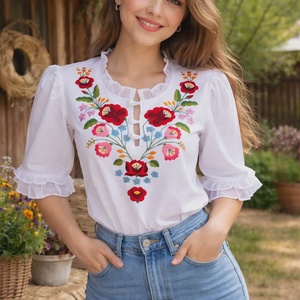 Kalocsai hímzett vászon bluz - ruha & divat - női ruha - blúz - Meska.hu