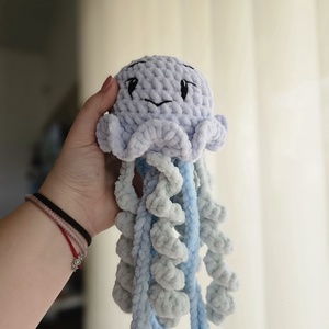 medúza - pasztell kék, Játék & Sport, Plüssállat & Játékfigura, Polip, medúza, Horgolás, MESKA