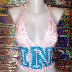 PINK feliratos croptop - ruha & divat - női ruha - póló, felső - Meska.hu