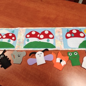 Textil mesekönyv - A gomba alatt - játék & sport - bábok - ujjbáb - Meska.hu