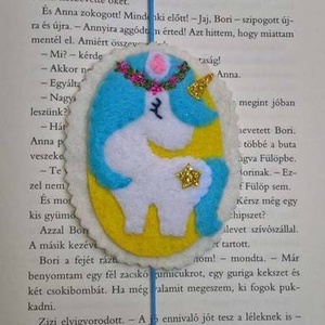 Unikornis könyvjelző-kék, Könyv & Zene, Könyvjelző, Varrás, Hímzés, MESKA