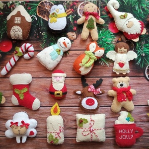 Adventi naptár, karácsonyfadíszek (24 db/csomag) - karácsony - karácsonyi lakásdekoráció - karácsonyfadíszek - Meska.hu