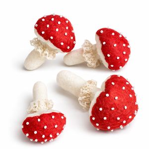 Gomba karácsonyfadíszek 4 db - karácsony - karácsonyi lakásdekoráció - karácsonyfadíszek - Meska.hu