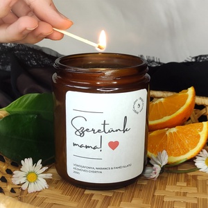 Szeretünk Mama Illatgyertya 200g, Ajándék nagymamának, dédinek Anyák napjára - otthon & életmód - gyertya, illat, aroma - gyertya - Meska.hu