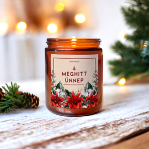 Meghitt Ünnep Illatgyertya -200g 120g, Karácsonyi szójaviasz gyertya - Meska.hu