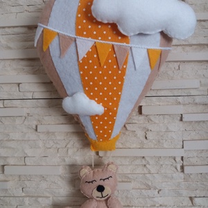 Babaszoba dekoráció - hőlégballonos maci (narancssárga) - otthon & lakás - babaszoba, gyerekszoba - babaszoba kép - Meska.hu