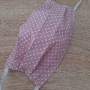 Női textil arcmaszk - pasztellrózsaszín, pöttyös - női - női - Meska.hu