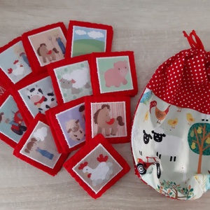 Memória játék - Élet a farmon (piros színben) - játék & sport - táblajáték és kártyajáték - Meska.hu