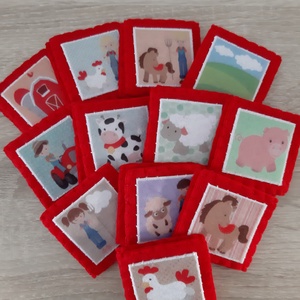 Memória játék - Élet a farmon (piros színben) - játék & sport - táblajáték és kártyajáték - Meska.hu