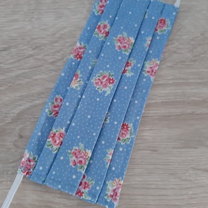Prémium, drótos textil arcmaszk hölgyeknek - kék, romantikus virágokkal - női - női - Meska.hu