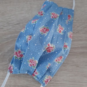 Prémium, drótos textil arcmaszk hölgyeknek - kék, romantikus virágokkal - női - női - Meska.hu