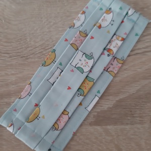 Gyermek textil maszk - világos menta, cuki baglyos - maszk, arcmaszk - gyerek - Meska.hu Gyermek textil maszk - világos menta, cuki baglyos - maszk, arcmaszk - gyerek - Meska.hu