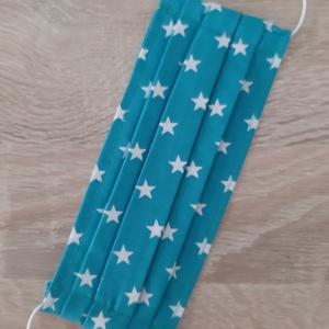 Gyermek textil maszk - türkizkék, csillagos - gyerek - gyerek - Meska.hu