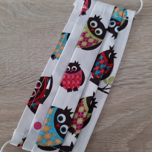 Gyermek textil maszk - fehér, duci baglyokkal - maszk, arcmaszk - gyerek - Meska.hu Gyermek textil maszk - fehér, duci baglyokkal - maszk, arcmaszk - gyerek - Meska.hu
