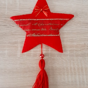 Filc téli duó - piros és arany színvilágban - karácsony - karácsonyi lakásdekoráció - karácsonyfadíszek - Meska.hu