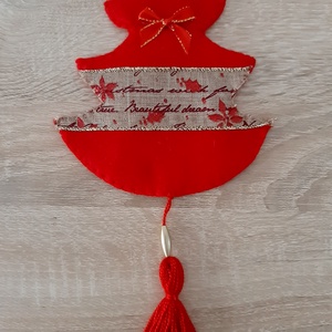 Filc téli duó - piros és natúr színvilágban - karácsony - karácsonyi lakásdekoráció - karácsonyfadíszek - Meska.hu