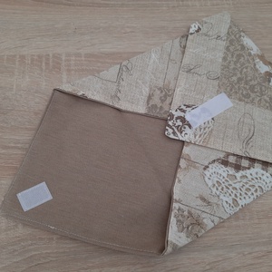 Újraszalvéta tépőzárral, romantikus mintával barna színárnyalatban - otthon & életmód - konyhafelszerelés, tálalás - konyhai textil - szalvéta - Meska.hu