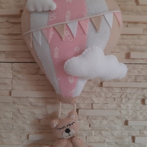 Babaszoba dekoráció - hőlégballonos maci (halvány rózsaszín), Otthon & Életmód, Babaszoba, gyerekszoba, Babaszoba dekoráció, Mindenmás, Varrás, MESKA