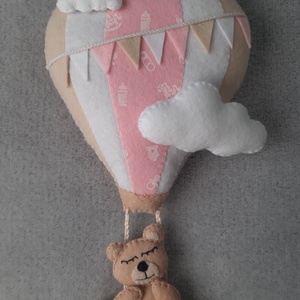 Babaszoba dekoráció - hőlégballonos maci (halvány rózsaszín) - otthon & életmód - babaszoba, gyerekszoba - babaszoba dekoráció - Meska.hu