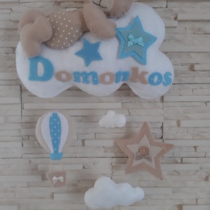 Egyedi babaszoba dekoráció - maci felhőn hőlégballonnal - otthon & életmód - dekoráció - fali és függő dekoráció - falra akasztható dekor - Meska.hu