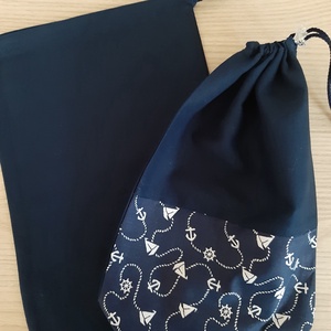 Bármitartó zsákocska szett - tengeres, sötétkék - táska & tok - bevásárlás & shopper táska - shopper, textiltáska, szatyor - Meska.hu