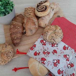 Bármitartó zsákocska szett - rókás, piros pötyis - táska & tok - bevásárlás & shopper táska - shopper, textiltáska, szatyor - Meska.hu